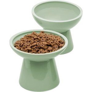 2 Extra Wide Elevated Cat Food Bowl, Ceramic Cat Bowls for Food and Water, Wide
